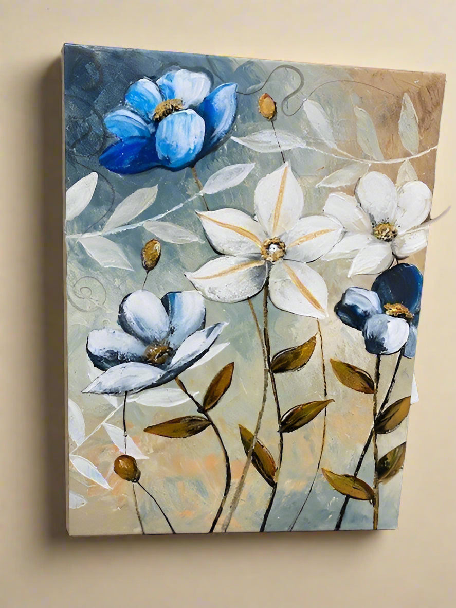 Flowers Petrol Blue/White