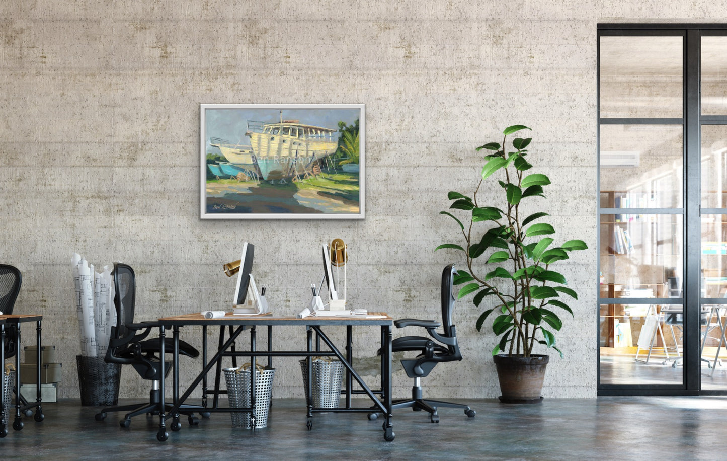 North Mackay Boat Yard - Wooden Boat by Ben Ranson - Limited Edition Canvas