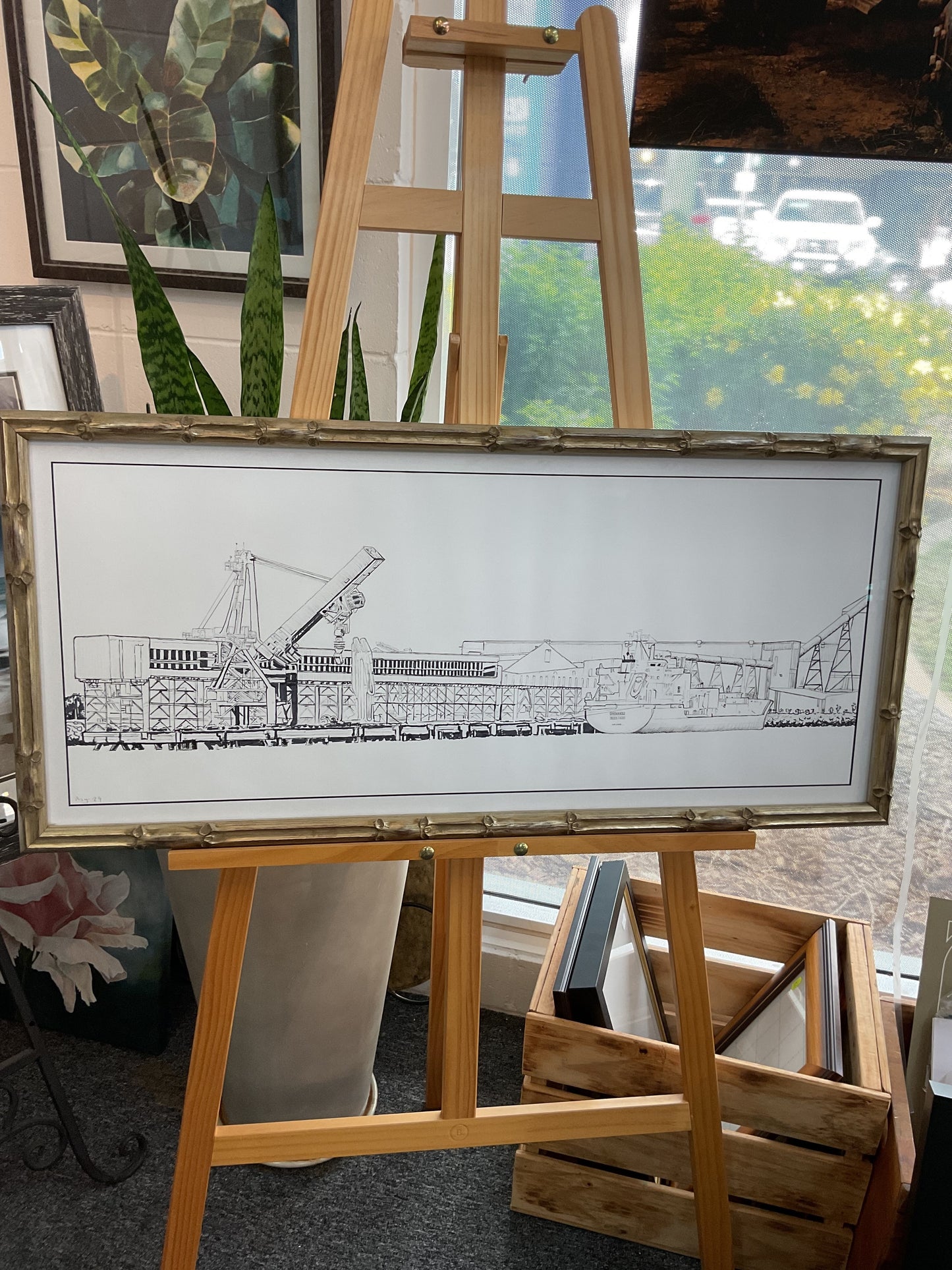 SOLD - Mackay Sugar Terminal Pencil Drawing by Michael Jones - contact us for more like this
