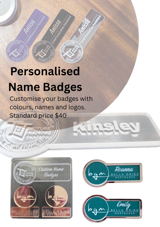 TJ Picture Framing Custom Name Badges