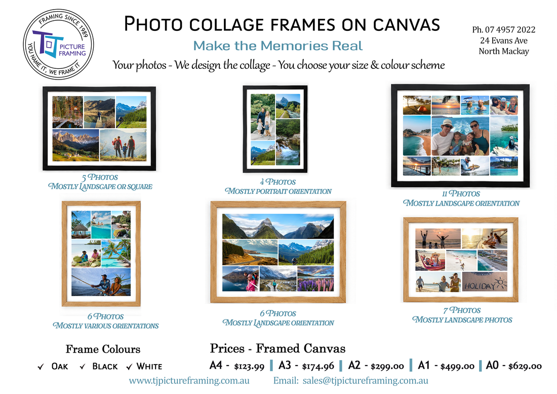 TJ Picture Framing are experts at custom collage canvases