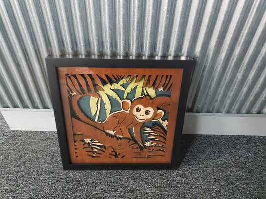 Monkey, 3D by TJ Picture Framing 32cm x 32cm