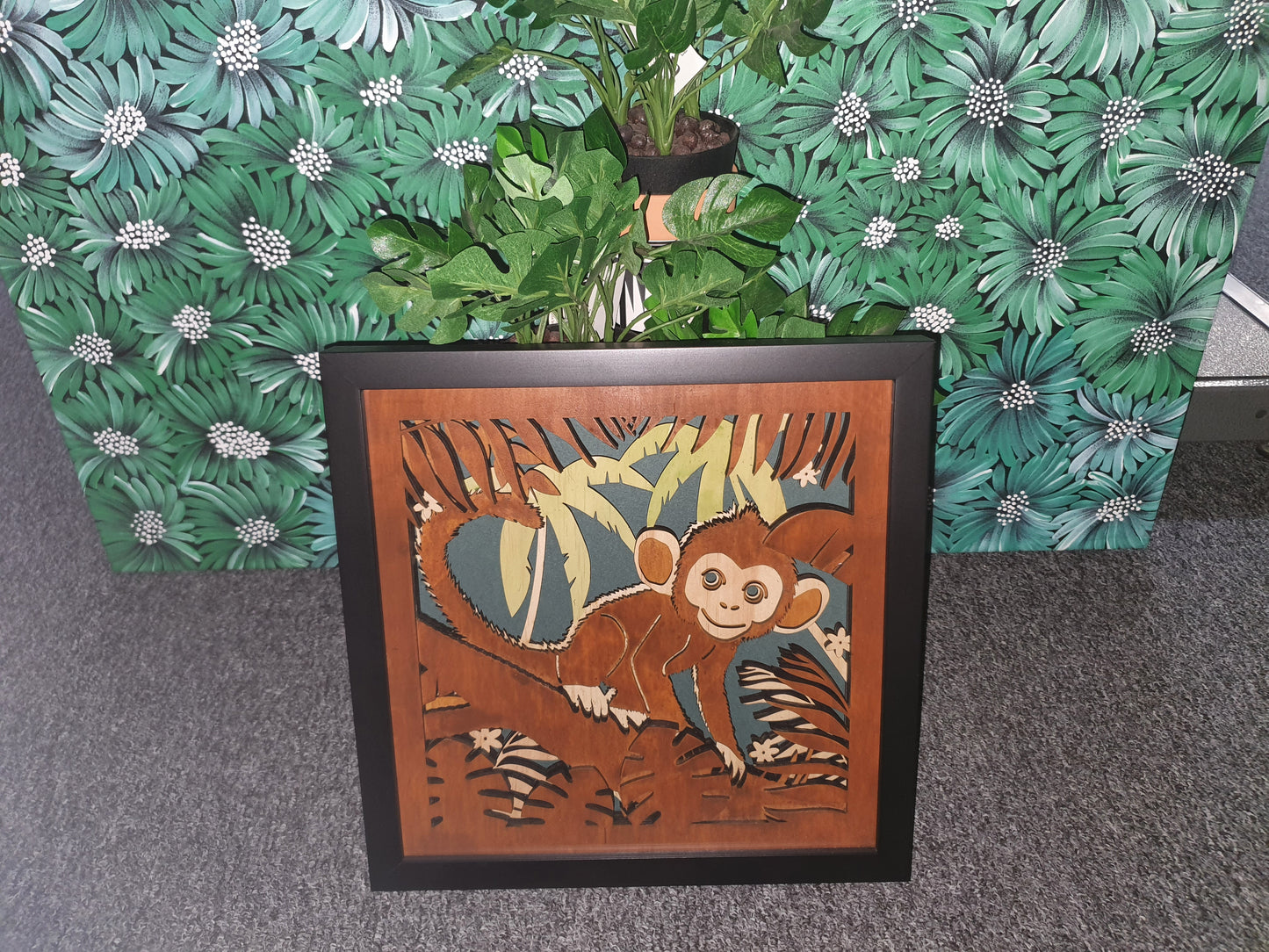 Monkey, 3D by TJ Picture Framing 32cm x 32cm