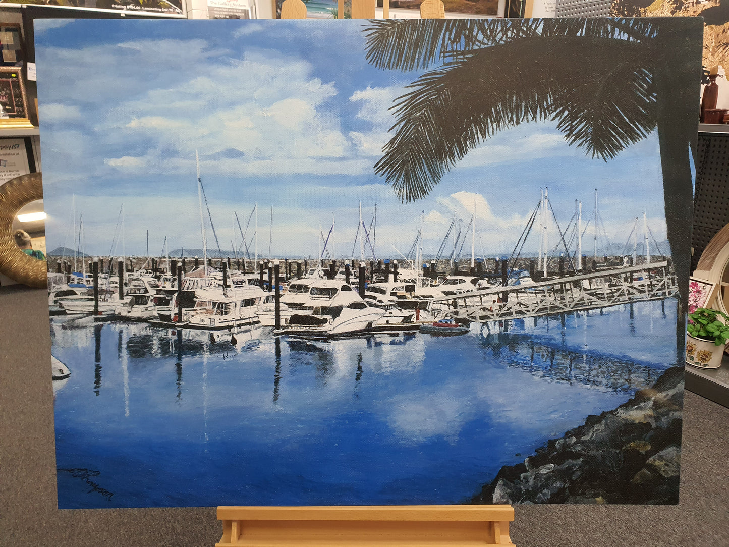 Mackay Marina Painting Print on Canvas by Joyce Thompson 119cm x 90cm