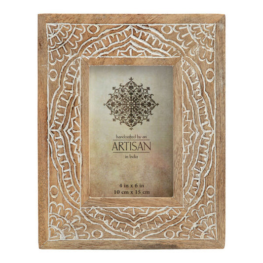 Hand Carved Mango Wood Mandala Photoframe