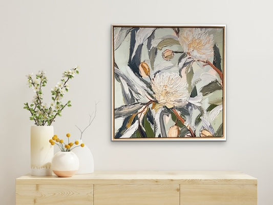 Blue Bush Flowers Art Print of Painting