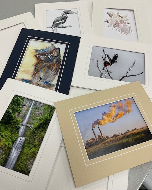 8x10" cards with cutouts for 5x7" pictures