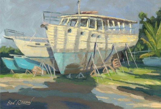 North Mackay Boat Yard - Wooden Boat by Ben Ranson - Limited Edition Canvas