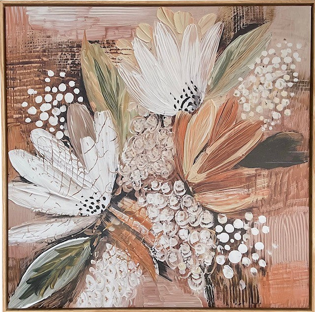 Orange Bush Flowers Art Print of Painting