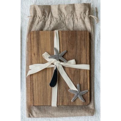 Starfish Cheeseboard & Spreader in Gift Bag