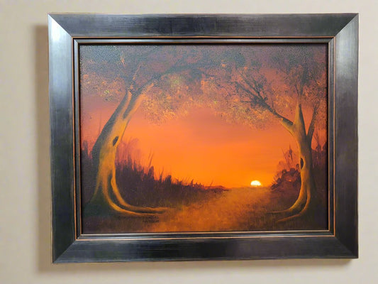 Firey Skies Framed Canvas Painting by Renee Longmore 48cm x 38cm