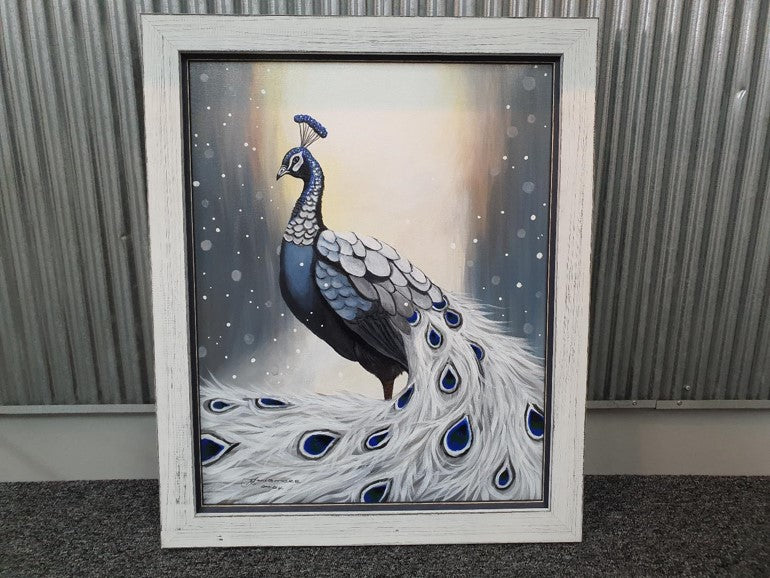 Majestic in Blue Framed Canvas Painting by Renee Longmore 58cm x 48cm