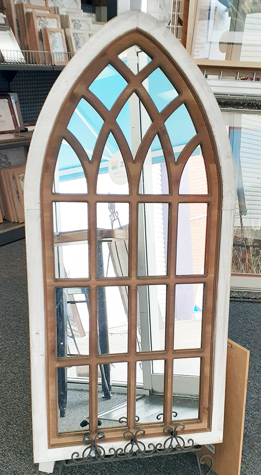 Window Natural Wood Carved Mirror 48x100x3cm