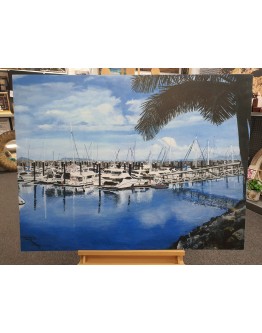 Mackay Marina Painting Print on Canvas by Joyce Thompson 119cm x 90cm